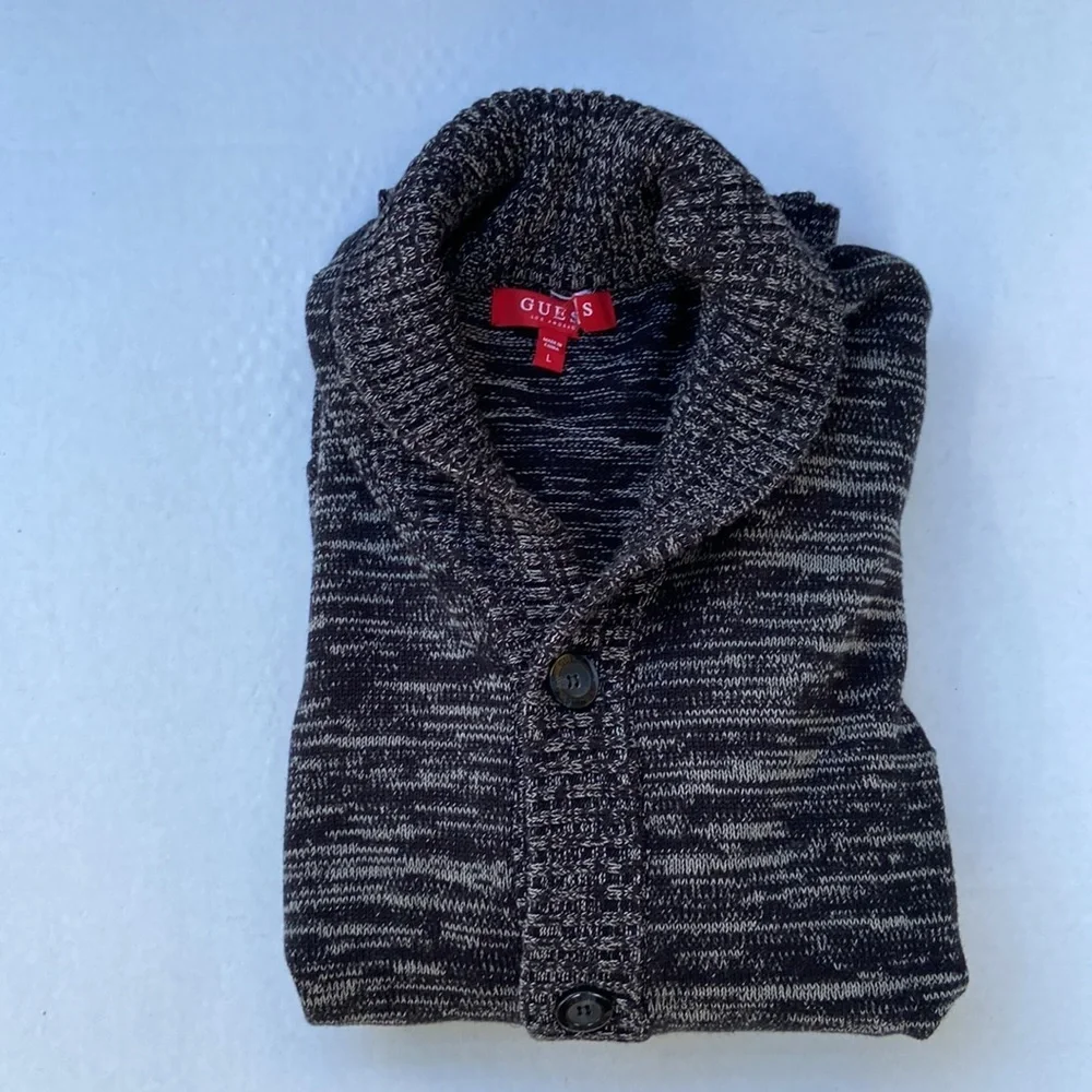 New GUESS Troy Marled Shawl Cardigan SZ L